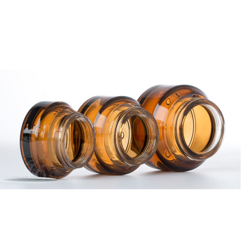 LOW MOQ 30g Cheap Empty Narrow Mouth Amber Glass Cream Round Jar