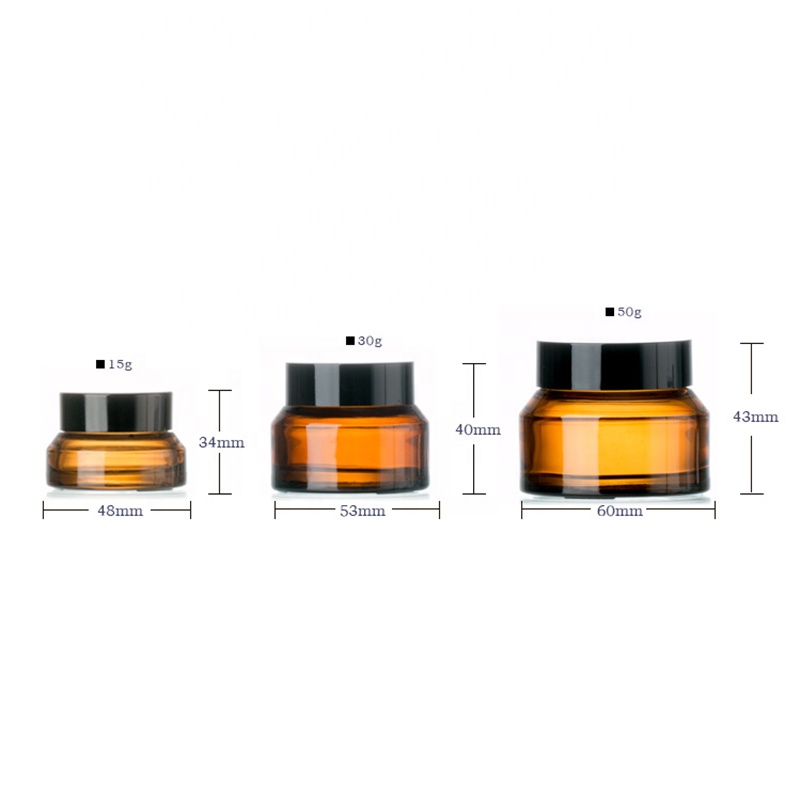 LOW MOQ 30g Cheap Empty Narrow Mouth Amber Glass Cream Round Jar