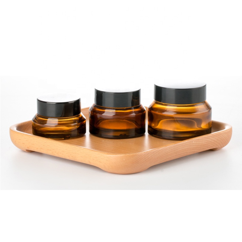 LOW MOQ 50g Cheap Empty Narrow Mouth Amber Glass Cosmetic Jar