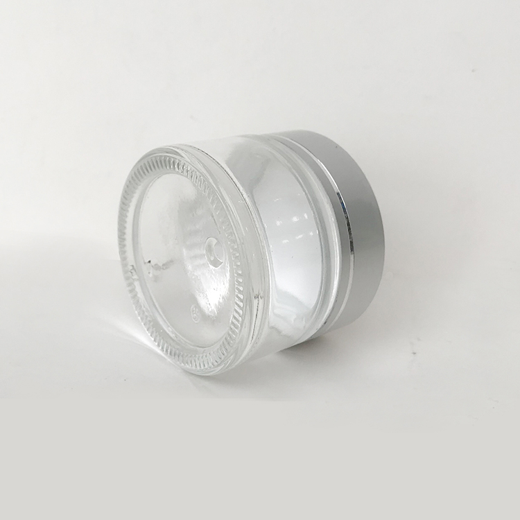 LOW MOQ 50g EmptyTransparent Frosted Cosmetics Use Round Aluminum Cap Glass Cream Jar