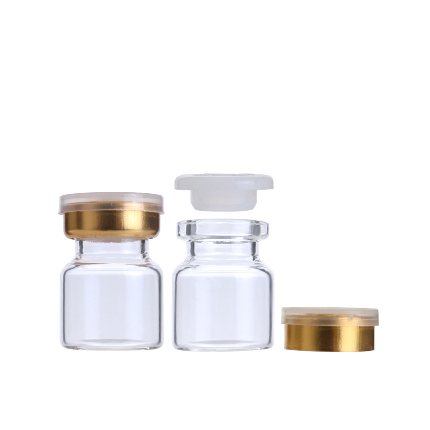 LOW MOQ Amber clear medicine apothecary glass vial injection 2ml 3 ml homeopathic bottle with bottle cap