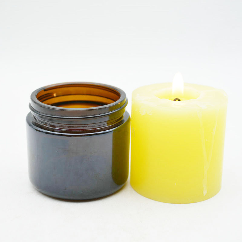 LOW MOQ Empty Amber Glass Cosmetic Jar With Aluminum Cap wholesale 60ml