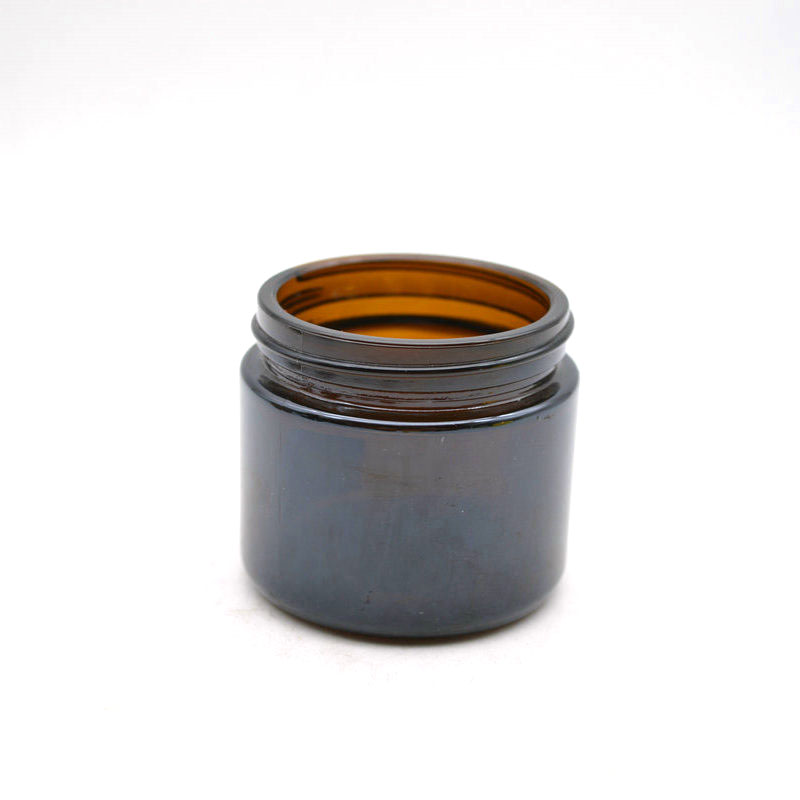 LOW MOQ Empty Amber Glass Cosmetic Jar With Aluminum Cap wholesale 60ml