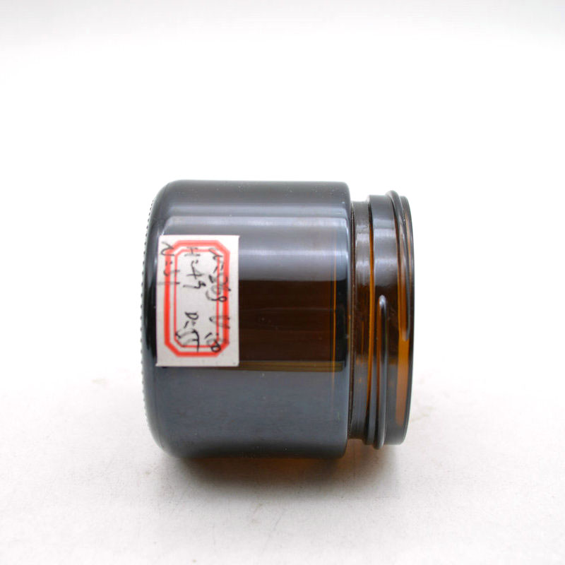 LOW MOQ Empty Amber Glass Cosmetic Jar With Aluminum Cap wholesale 60ml