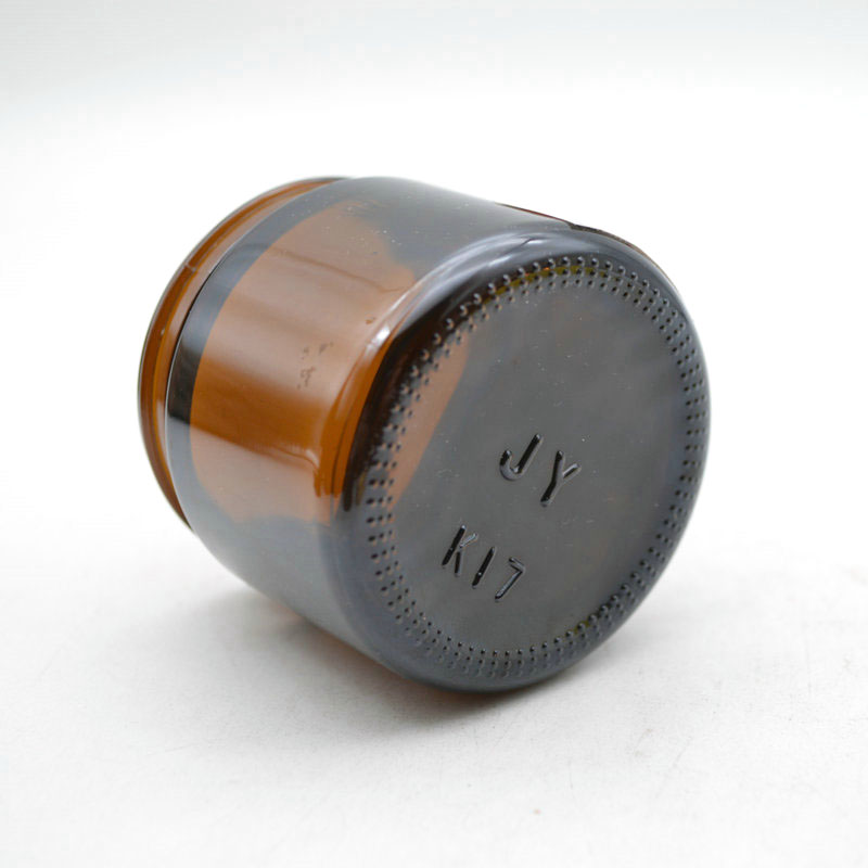 LOW MOQ Empty Amber Glass Cosmetic Jar With Aluminum Cap wholesale 60ml