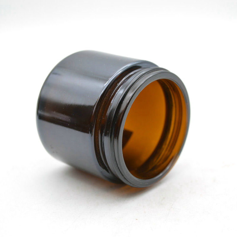 LOW MOQ Empty Amber Glass Cosmetic Jar With Aluminum Cap wholesale 60ml