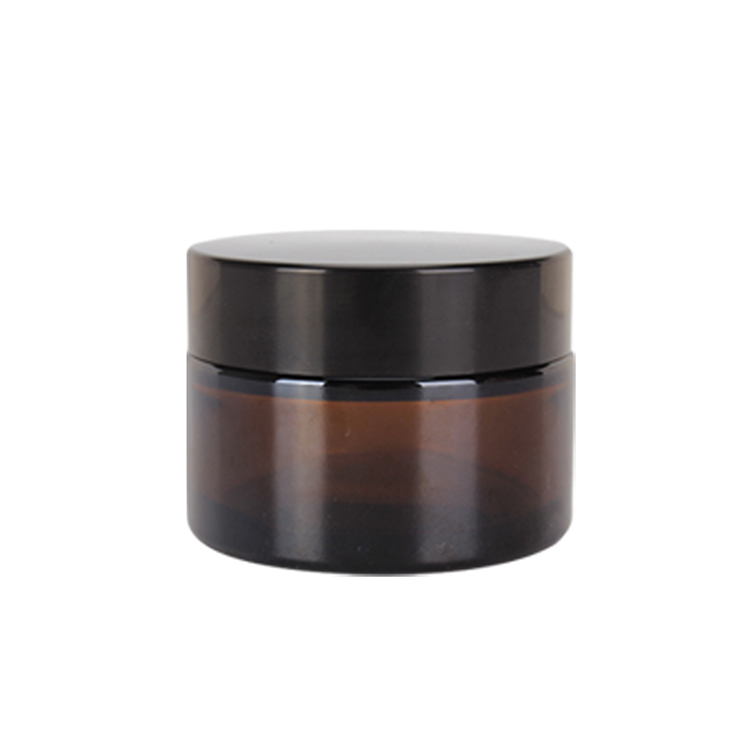 LOW MOQ Empty Amber Glass Cosmetic Jar With Aluminum Cap