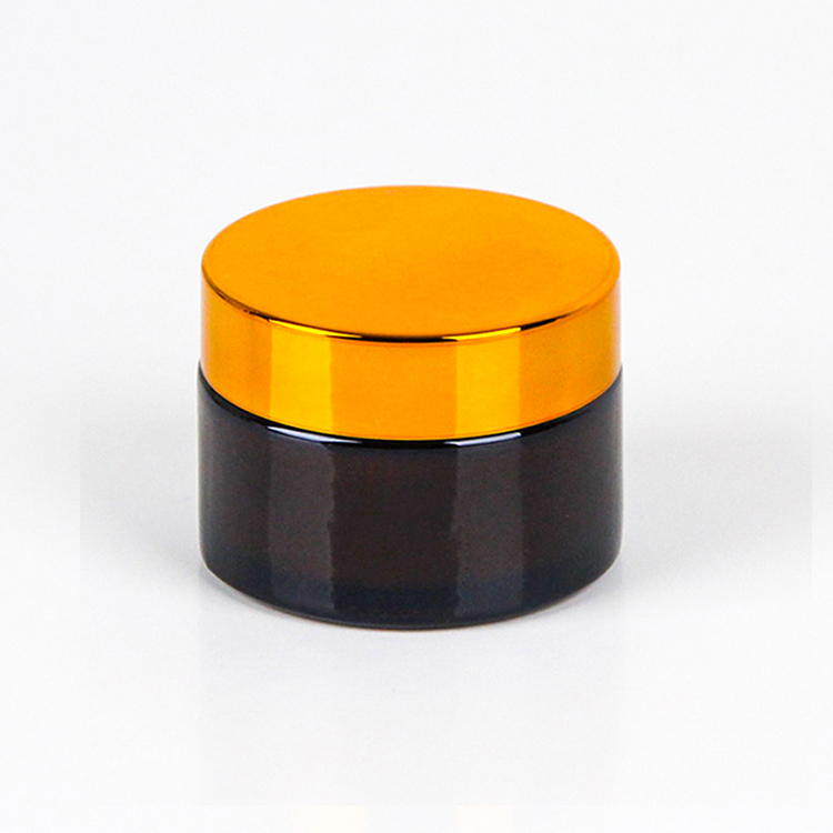 LOW MOQ Empty Amber Glass Cosmetic Jar With Aluminum Cap