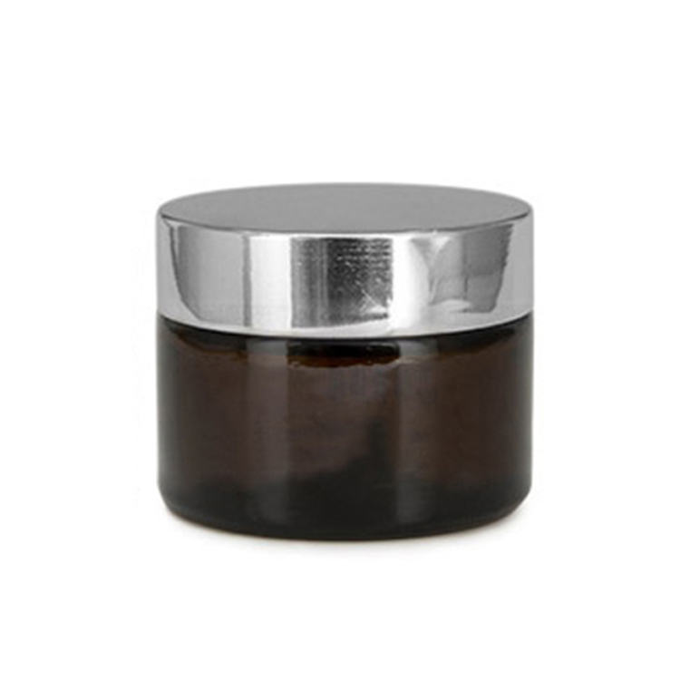 LOW MOQ Empty Amber Glass Cosmetic Jar With Aluminum Cap