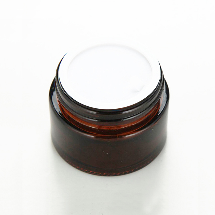 LOW MOQ Empty Amber Glass Cosmetic Jar With Aluminum Cap
