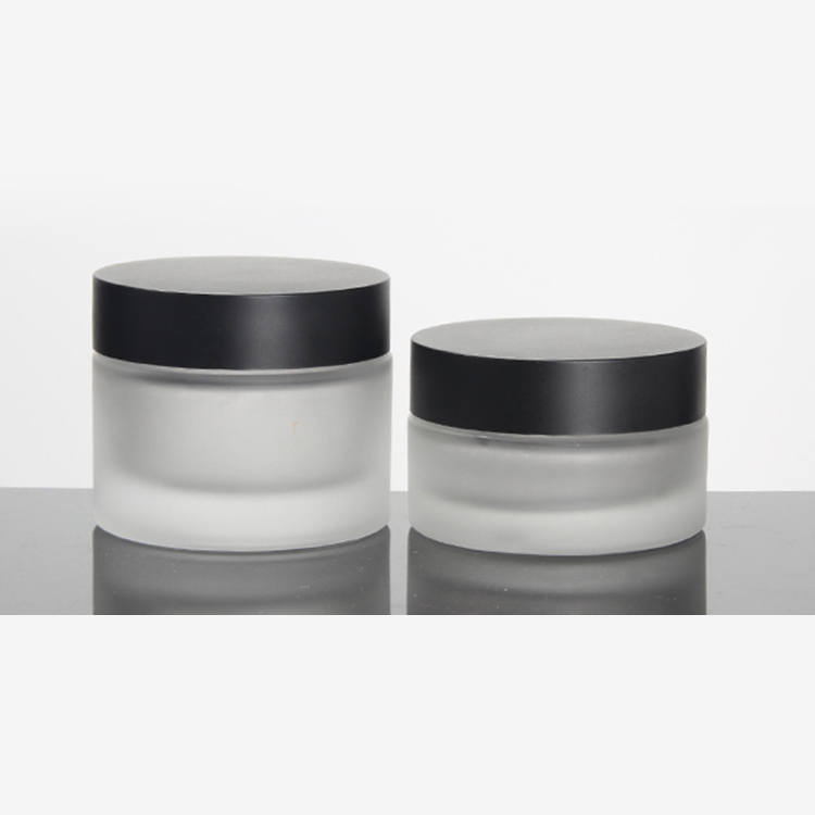 LOW MOQ Matt Black Cap Frosted Glass Bottle With Serum Pump Sprayer