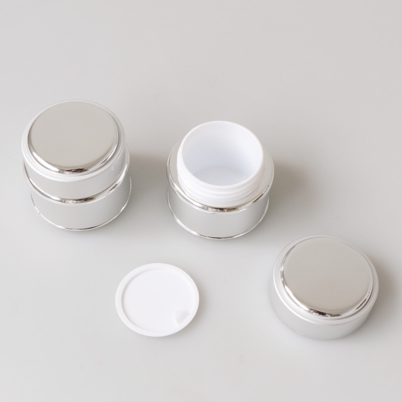LOW moq 30g luxury silver face cream plastic packaging jar