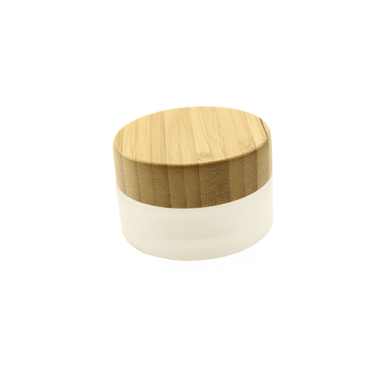 LS Custom cosmetic packaging 2 oz 4 oz 8 oz 16 oz screw top straight sided bamboo cosmetic glass jars with bamboo lids