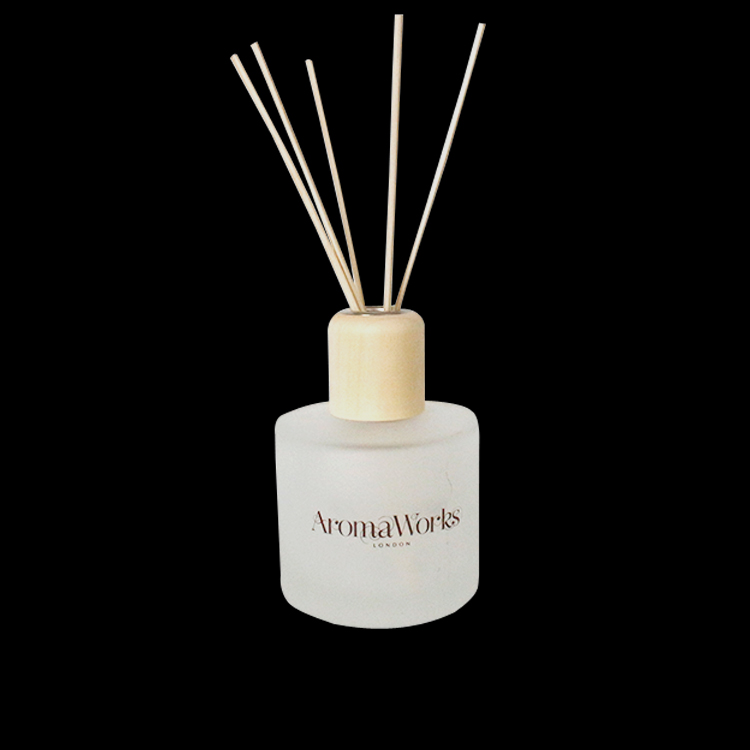 LX custom logo printed round 100ml 200ml frosted wholesale glass reed diffuser bottles