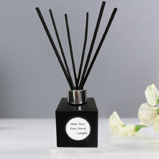 LX custom logo printed round 100ml 200ml frosted wholesale glass reed diffuser bottles