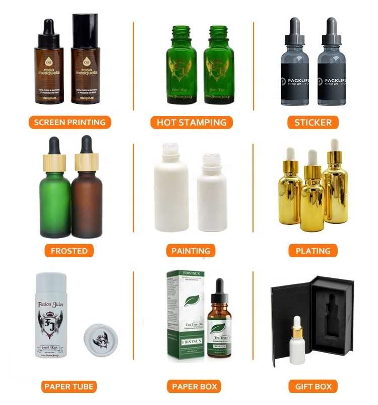 Label Custom Clear Round Glass Hair Oil Essential Oil Dropper Bottle Serum Bottle 5ml 10ml 30ml 50ml 100ml