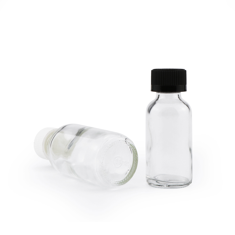Label printing 15ml 30ml 60ml 1oz 2oz clear empty flint boston round dropper glass bottle for essential oil