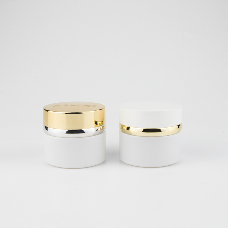 Label printing 20g 30g 50g white frosted luxurious face lotion glass cosmetic containers cream jars with white plastic cap