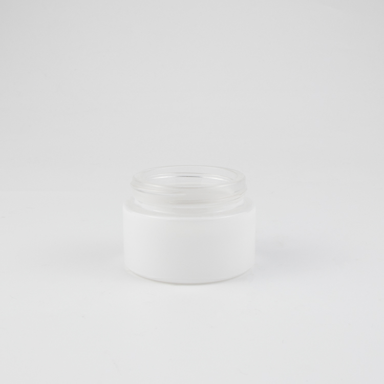 Label printing 20g 30g 50g white frosted luxurious face lotion glass cosmetic containers cream jars with white plastic cap