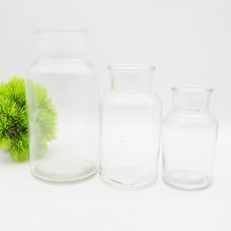 Laboratory Wide Mouth clear glass pill apothecary reagent bottle 250ml 500ml 1000ml