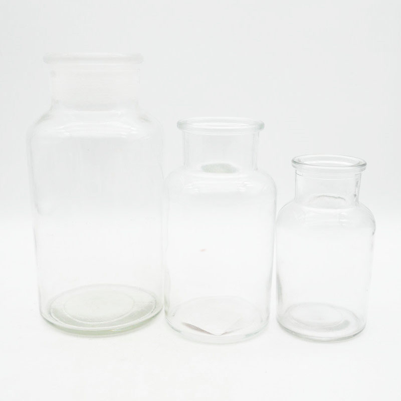 Laboratory Wide Mouth clear glass pill apothecary reagent bottle 250ml 500ml 1000ml