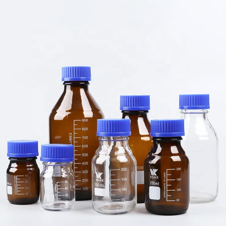Laboratory glassware 100ml-1000ml borosilicate transparent glass bottles for chemical reagent bottle