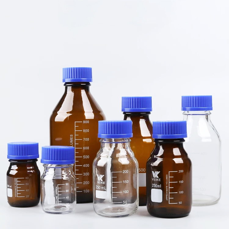 Laboratory glassware 100ml-1000ml borosilicate transparent glass bottles for chemical reagent bottle