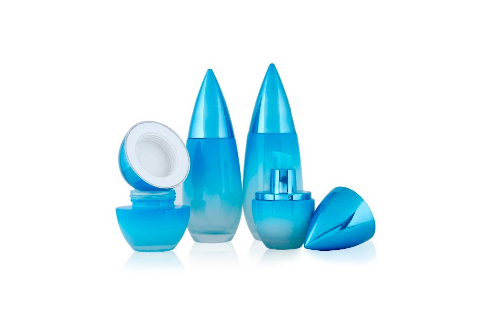 Lady cosmetic packaging 50g 40ml 100ml glass luxury pink white empty lotion bottle and cream jar