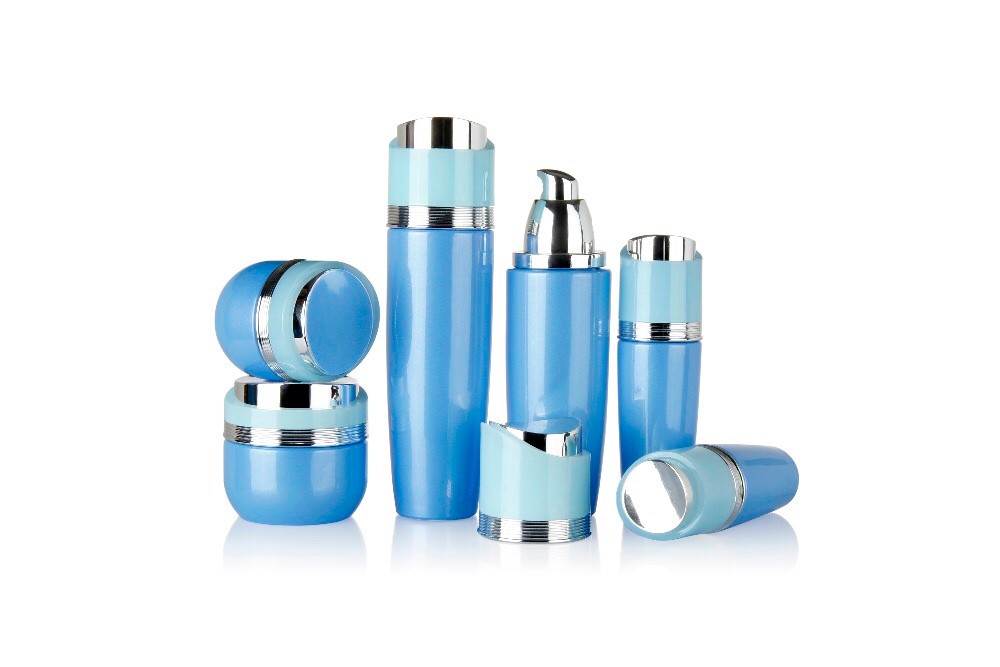 Lady cosmetic packaging 50g 40ml 100ml glass luxury pink white empty lotion bottle and cream jar