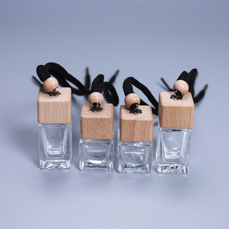 LanJing 5ml 10ml empty wooden cap glass bottles for car air freshener hanging perfume bottle diffuser bottleB