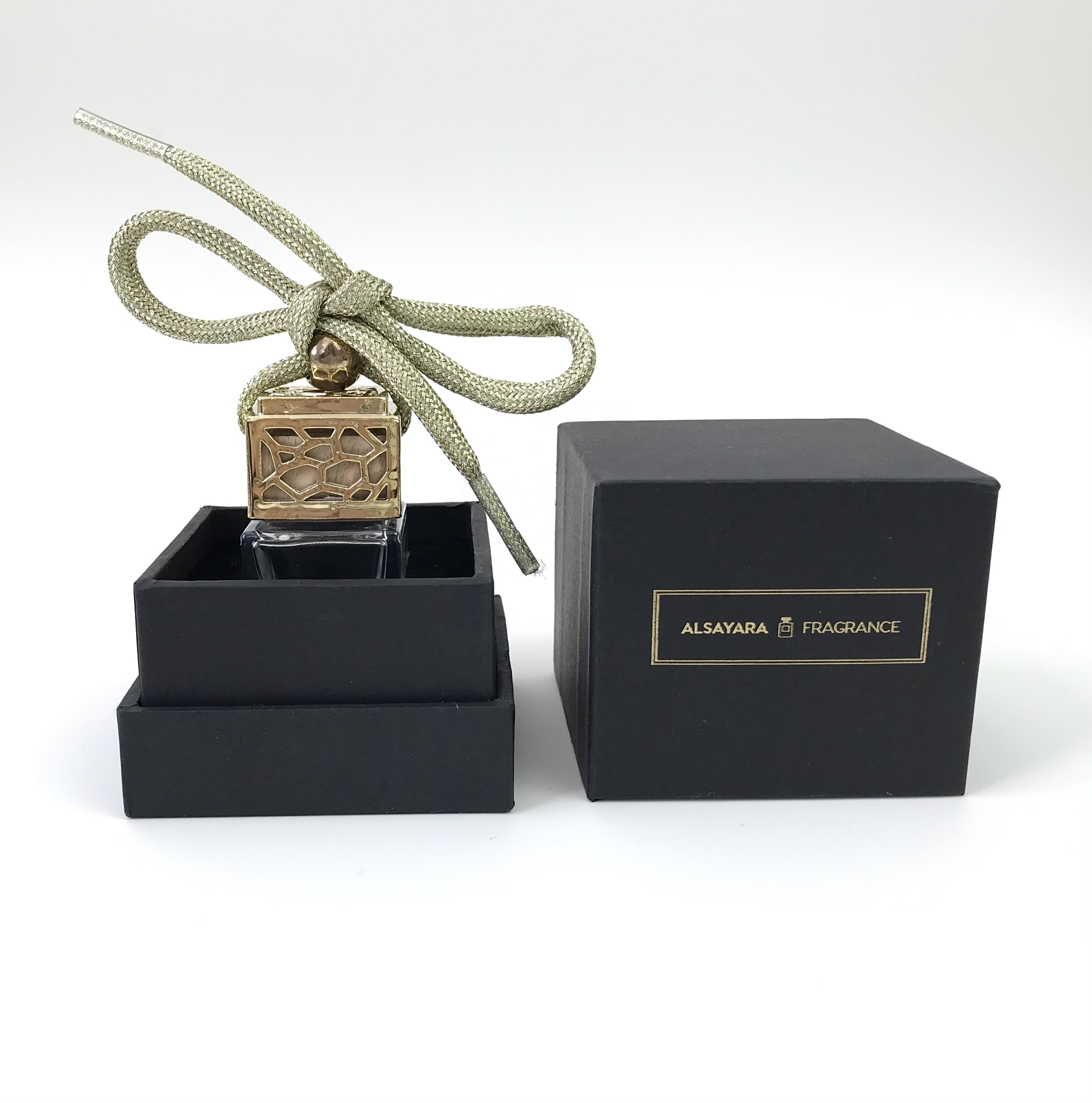 LanJing Square Shape Glass Car Perfume Bottle 10ml 6ml Empty Hanging Car Diffuser Bottle