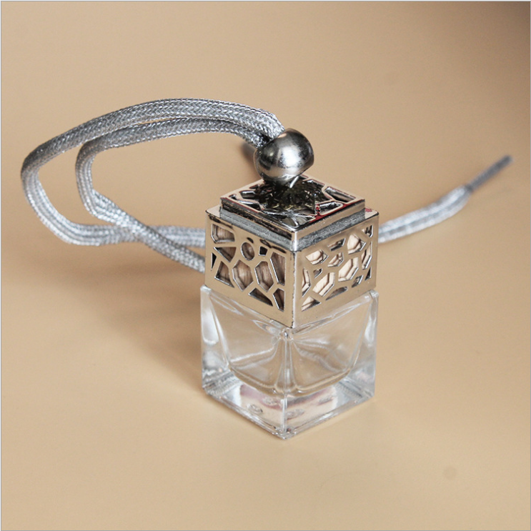 LanJing new design 6ml 10ml Square Shape Glass Car Perfume Bottles Empty Hanging Car Diffuser Bottle