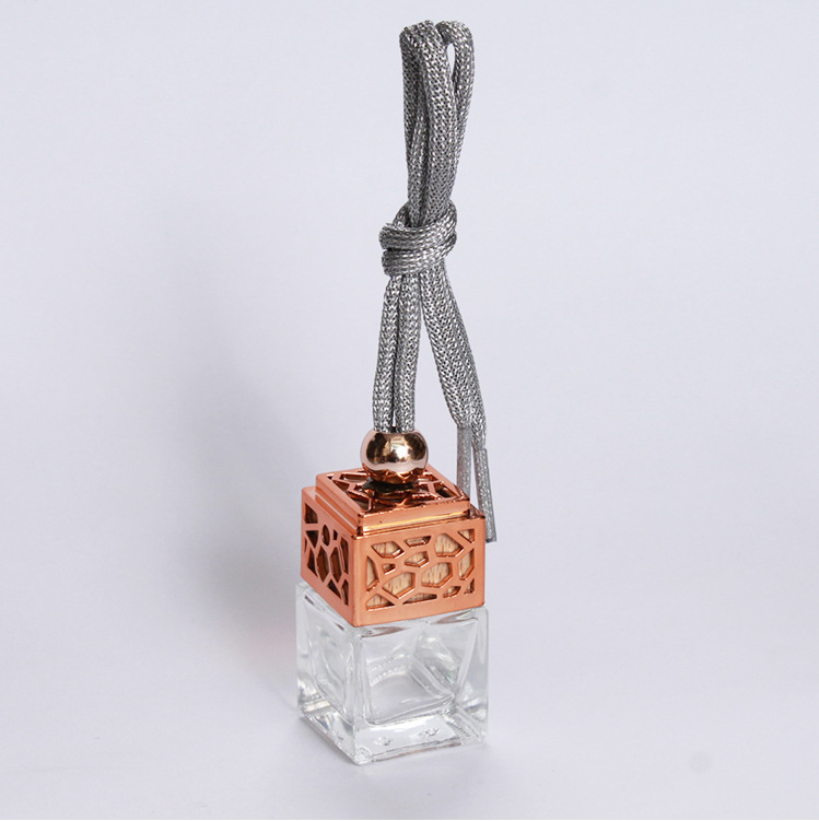 LanJing new design 6ml 10ml Square Shape Glass Car Perfume Bottles Empty Hanging Car Diffuser Bottle