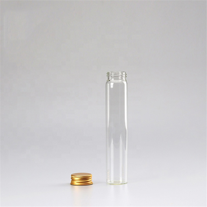 Lanjing Customized 100ml Borosilicate Glass Liquor bottle Tube With Gold Aluminum Cap Wine In Tube