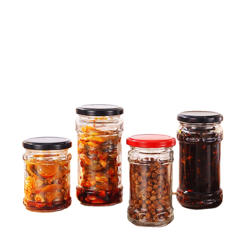 Laoganma transparent glass jam pickle bird's nest bottle empty wide mouth stonemason jar 100ml 200ml 280ml