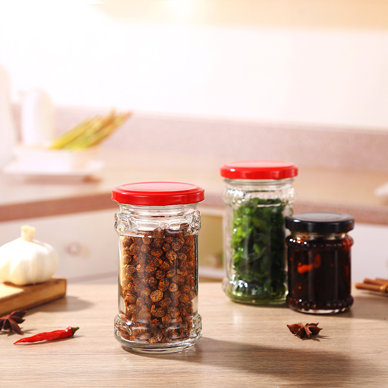 Laoganma transparent glass jam pickle bird's nest bottle empty wide mouth stonemason jar 100ml 200ml 280ml