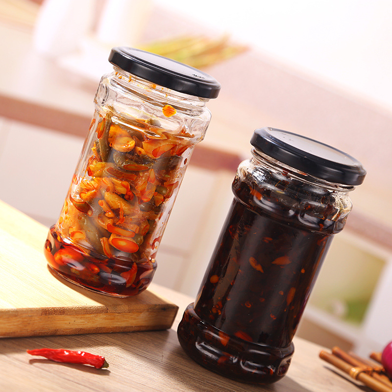 Laoganma transparent glass jam pickle bird's nest bottle empty wide mouth stonemason jar 100ml 200ml 280ml
