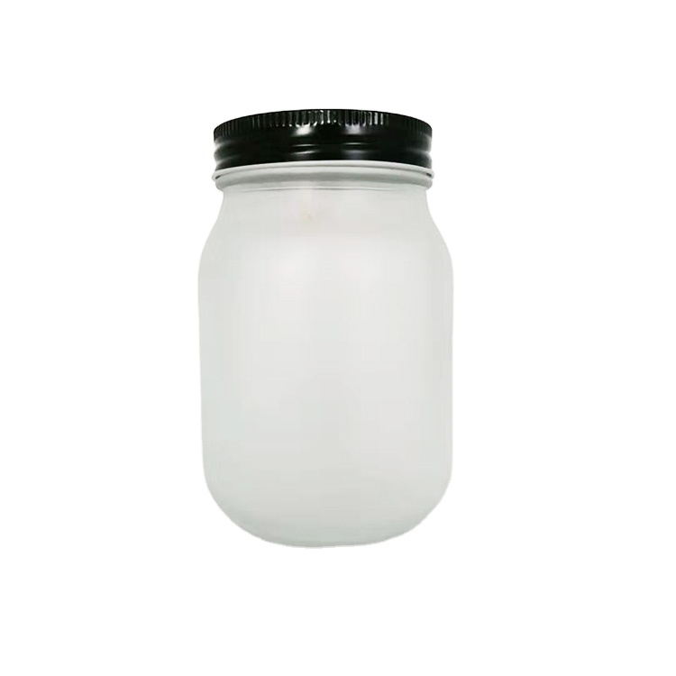 Large 500ml round frosted storage glass jar with airtight lid food container glass