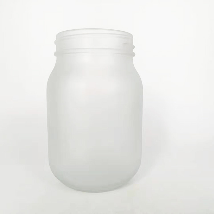 Large 500ml round frosted storage glass jar with airtight lid food container glass