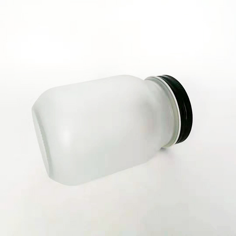 Large 500ml round frosted storage glass jar with airtight lid food container glass