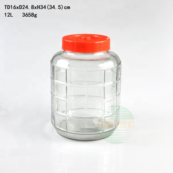 Large 5L 8L 10L 20L 28L Glass Wine Barrel With Sealing Plastic Lid