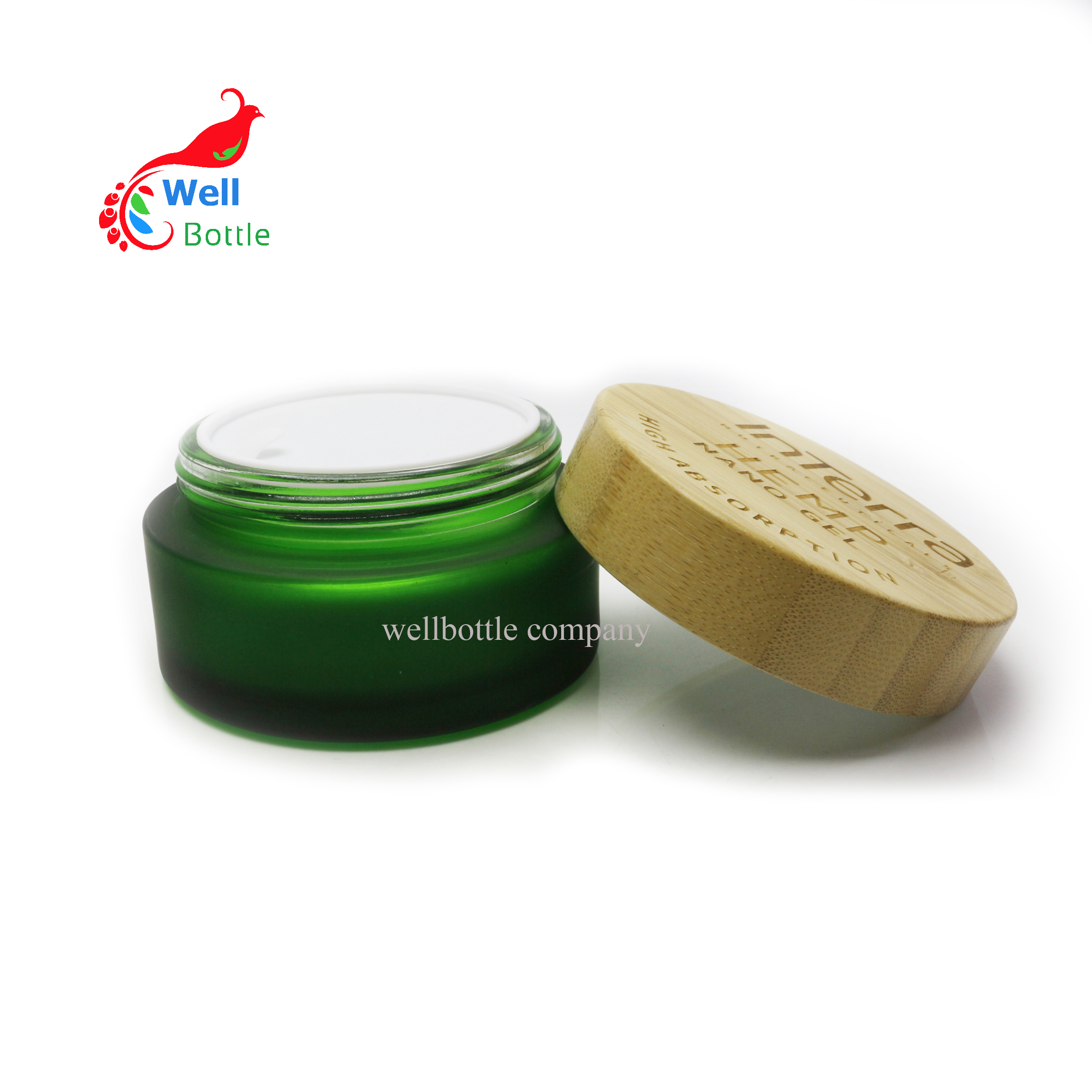 Large 5ml 15ml 30ml 50ml 100ml 3oz 250ml frosted matte green jars bamboo lid cosmetic jar cream container J014E