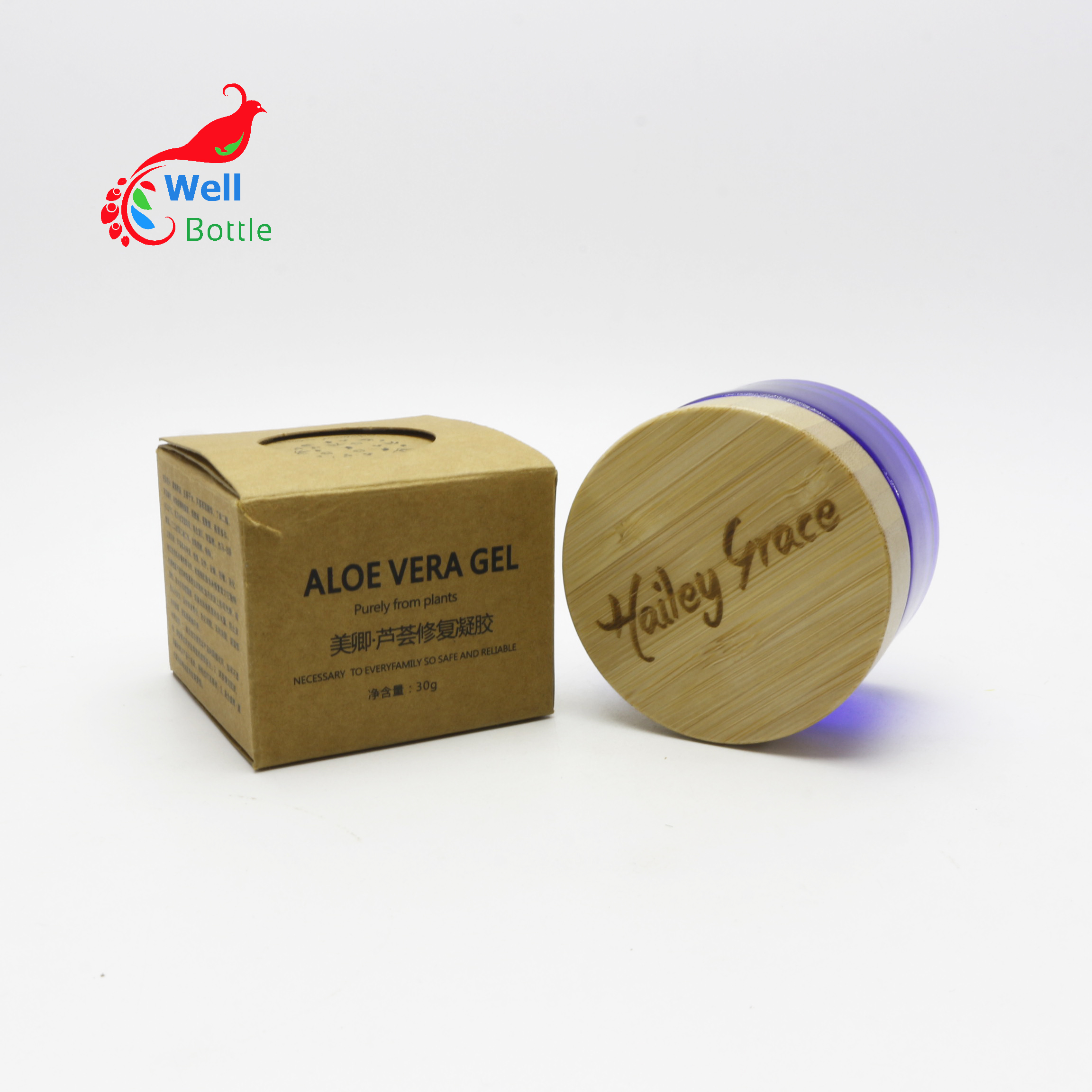 Large 5ml 15ml 30ml 50ml 100ml 3oz 250ml frosted matte green jars bamboo lid cosmetic jar cream container J014E