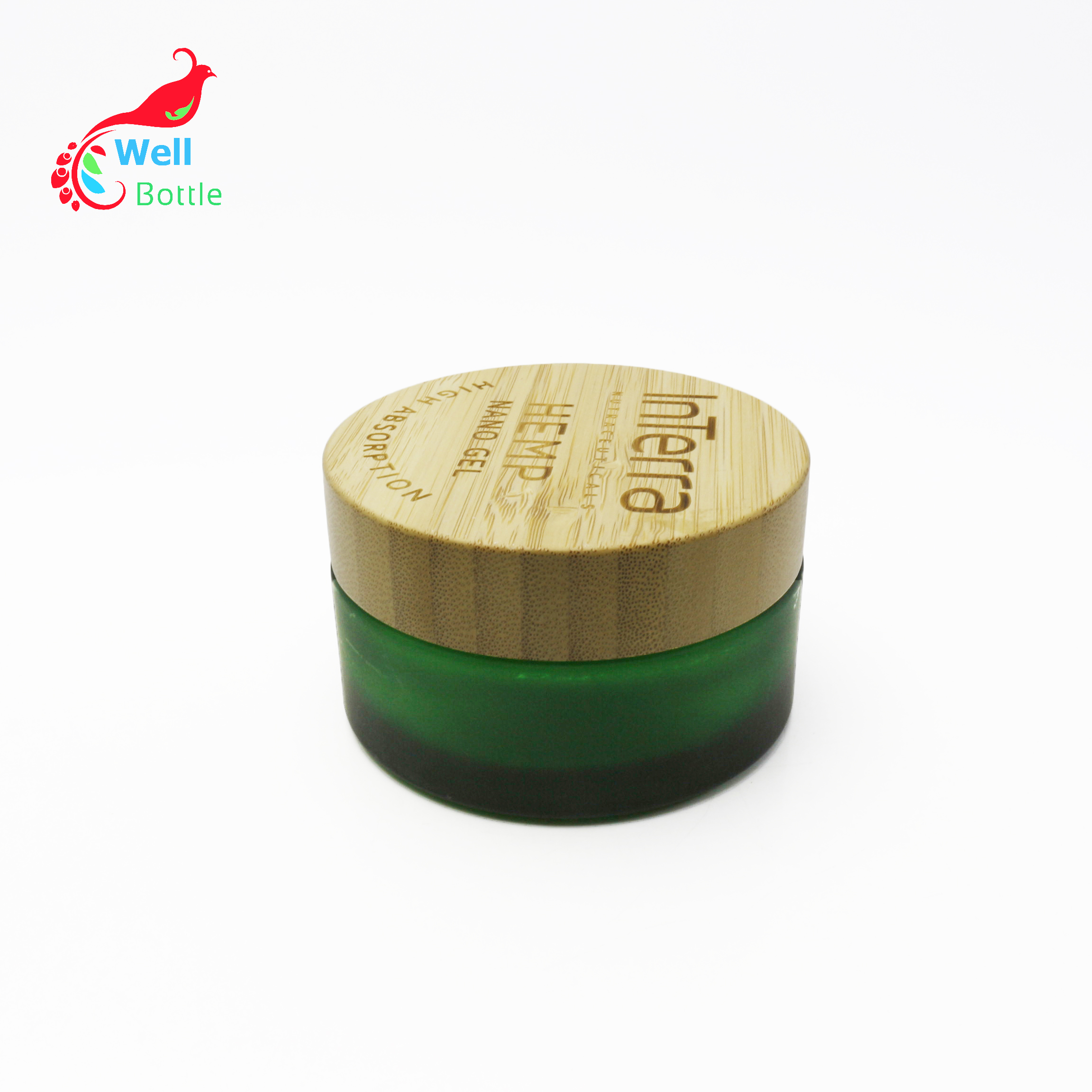 Large 5ml 15ml 30ml 50ml 100ml 3oz 250ml frosted matte green jars bamboo lid cosmetic jar cream container J014E