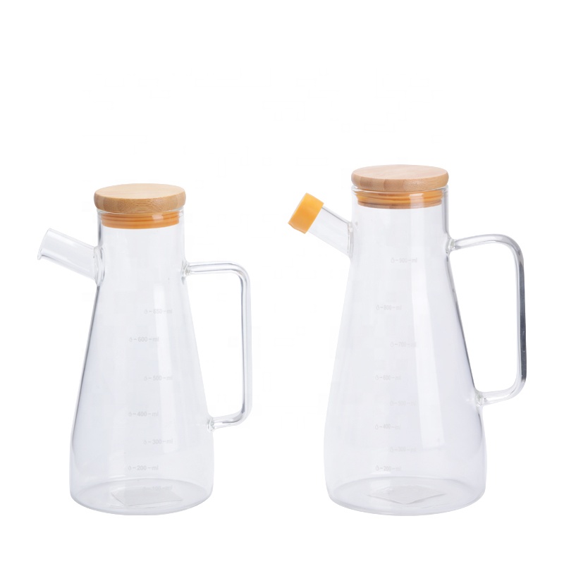 Large Borosilicate Glass Oil Bottle with Bamboo Lid