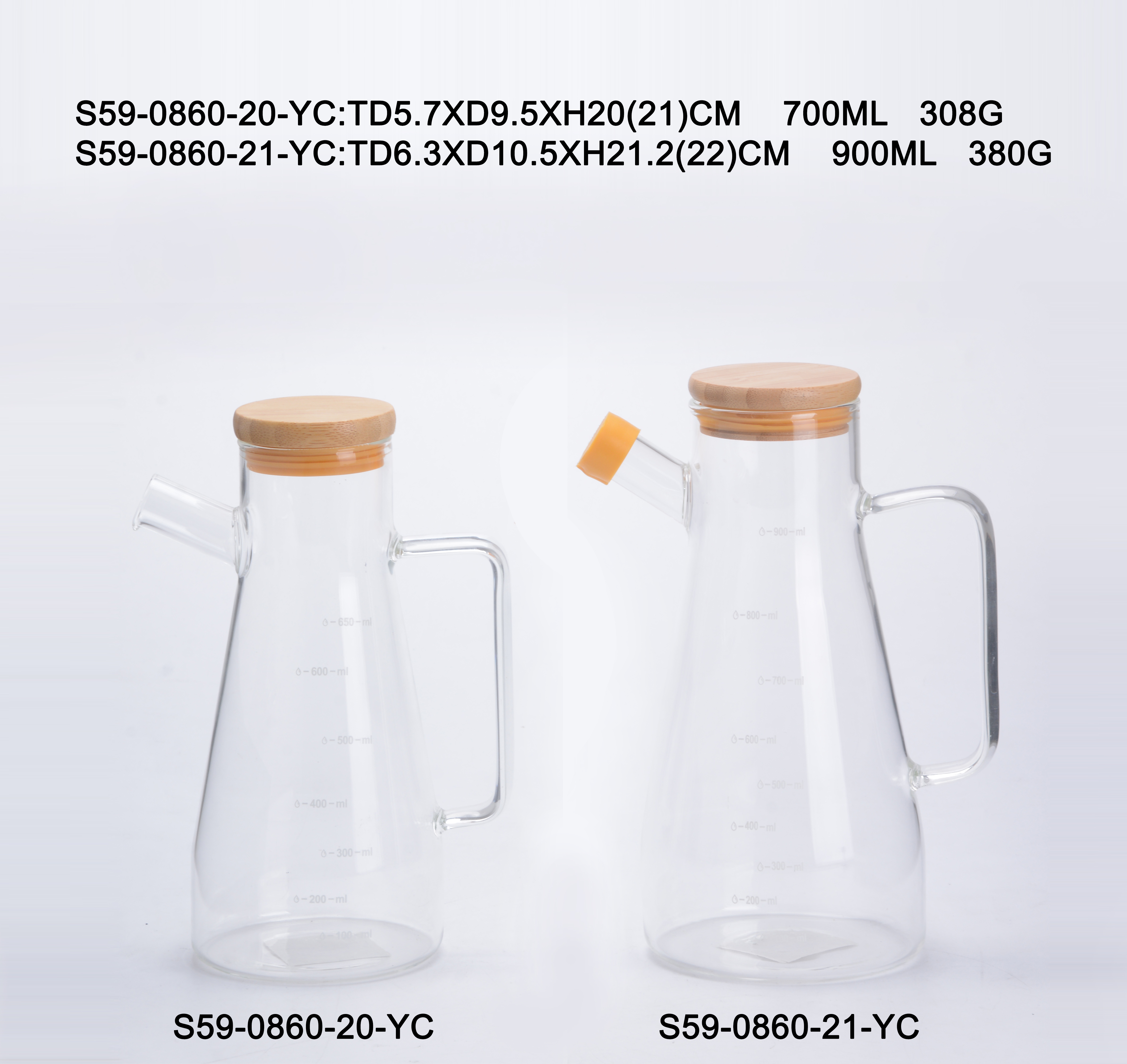 Large Borosilicate Glass Oil Bottle with Bamboo Lid
