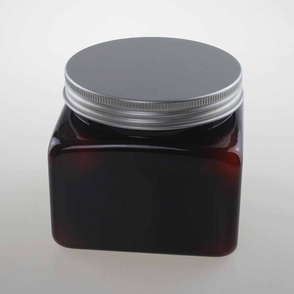Large Capacity Amber Square PETJ90 Cream Jar, 500ml with Aluminum Cap