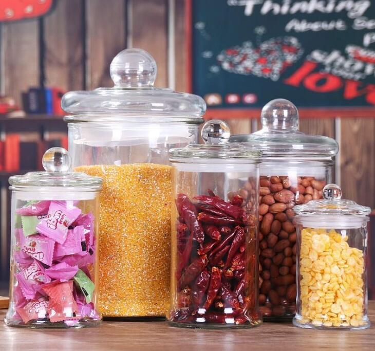 Large Capacity Clear Glass Jars With Lids Glass Food Canisters For Pantry Flour Grains Sugar Coffee