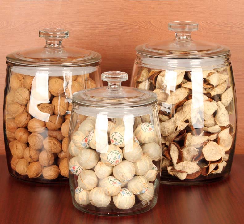 Large Capacity Clear Glass Storage Containers Glass Jars With Sealed Lids For Apothecary Dried Fruit Snacks Cereal Grains