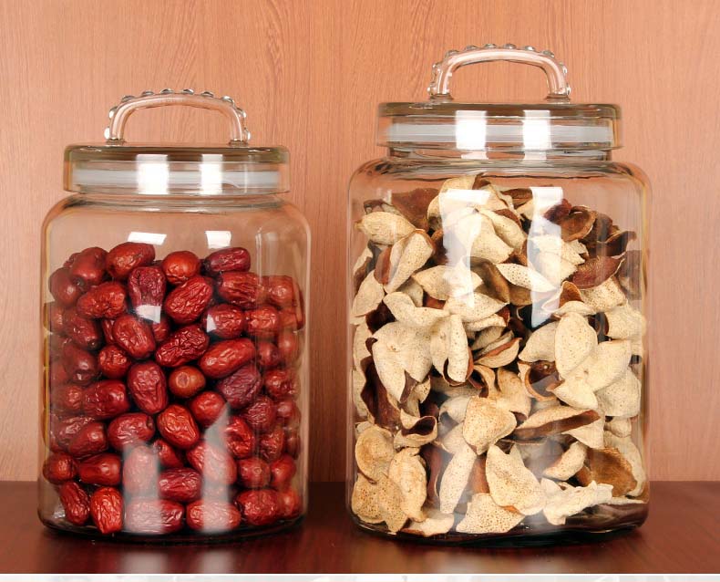 Large Capacity Clear Glass Storage Containers Glass Jars With Sealed Lids For Apothecary Dried Fruit Snacks Cereal Grains